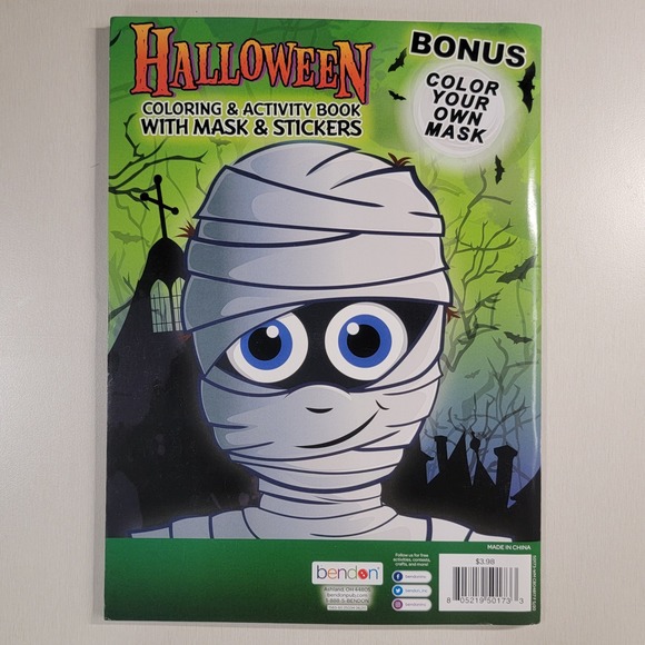 📚 4/$15 Halloween Coloring Activity Book with Mask & Stickers Bendon Kids - Picture 2 of 2
